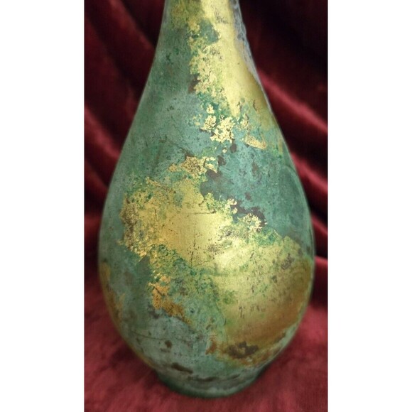 Rare Japan - Vintage Bronze Bud Vase - Mottled Metal Tear Drop - 8.5" - Picture 2 of 5